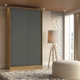 Guarda Roupa Solteiro 2 Portas De Correr Mdf 138 Cm Freijó/titânio