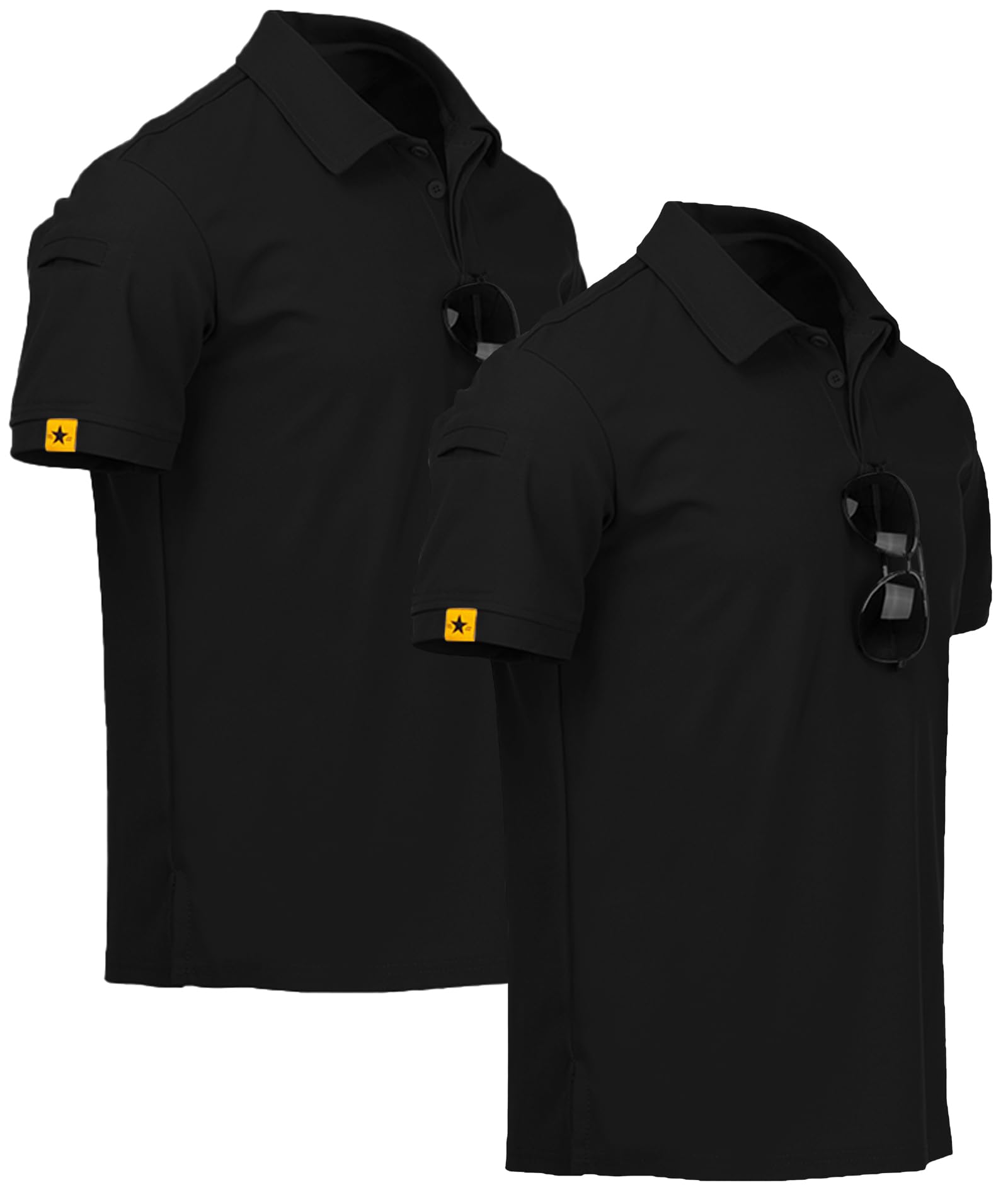 Camisas Polo Masculinas Zity, Pacote Com 2, Manga Curta, Performance, Pretas