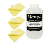 Kit 1 Limpa Jóias Ouro Monzi 1000ml Grande + 3 Flanela Pano