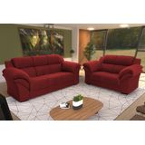Conjunto Sofá Windsor Velut Vermelho 3 E 2 Lugares 2,04m E 1,59m - King House