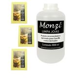 Kit 1 Limpa Jóias Ouro Monzi 1 Litro Grande 1000ml + 3