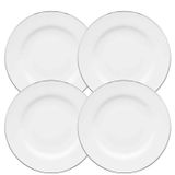 Jogo De Pratos Fundo Kit 4pcs 23cm Borda Prata Isabel Oxford