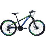 Bicicleta Aro 24 Rino Everest Freio Disco 21v Câmbio Shimano - Preto/verde/azul - 13