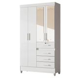 Guarda Roupa Infantil Sobral 4 Portas Branco Flex Com Espelho - Moval