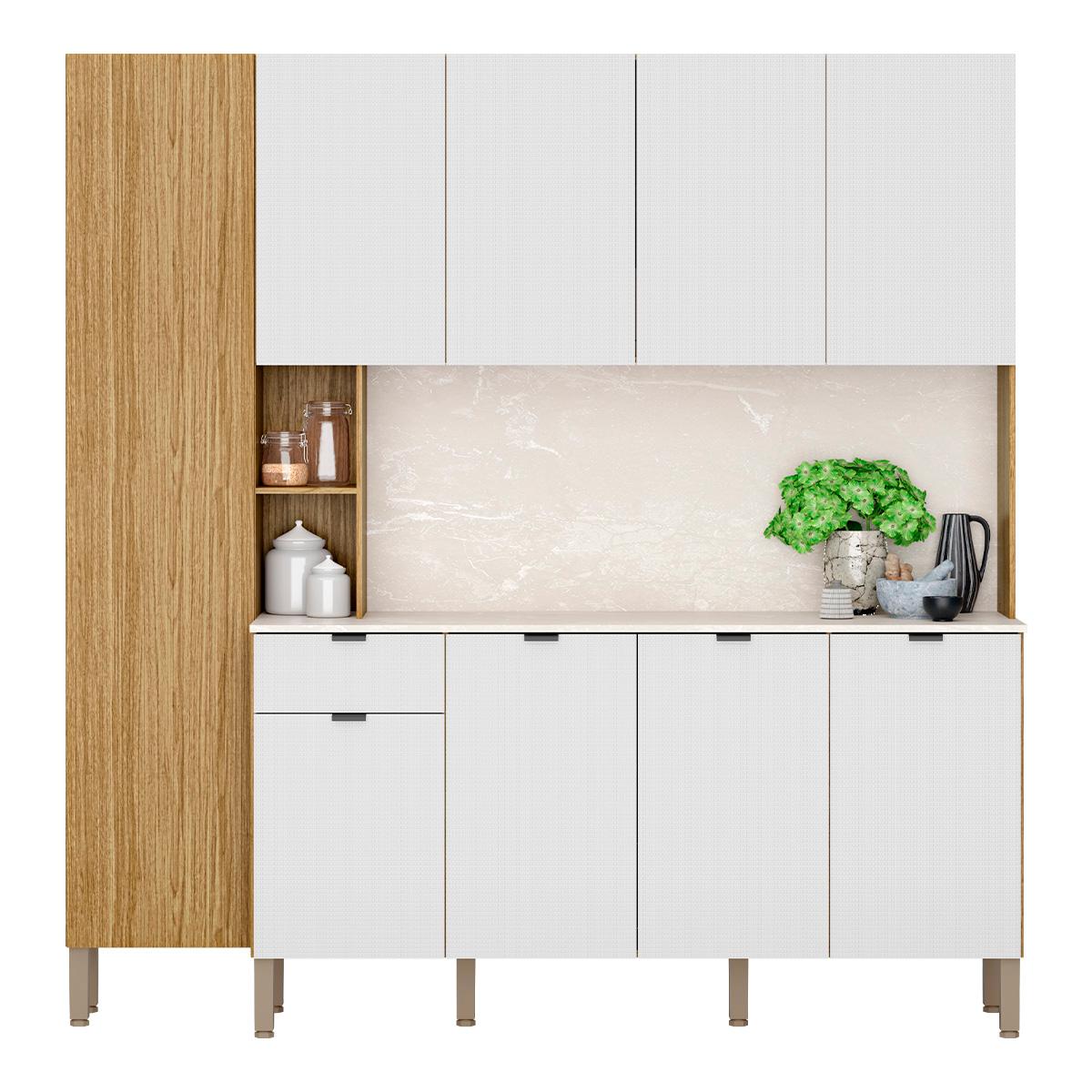 Armário De Cozinha Pulse 9 Portas E 1 Gaveta Freijo/artico/riscatto Freijo