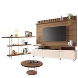 Estante Home Theater Artís Off White Castanho E Aparador Infinity E Mesa De Centro Sky Castanho - Hb Móveis