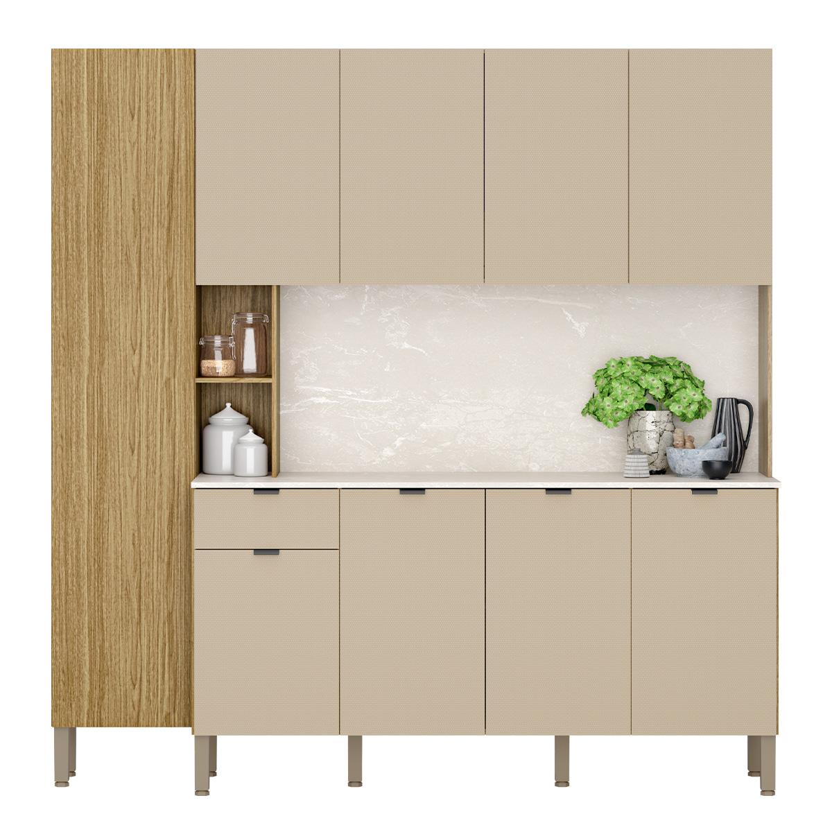 Armário De Cozinha Pulse 9 Portas E 1 Gaveta Freijo/vanilla/riscatto Freijo