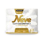 Papel Higiênico Neve Folha Quadrupla Neutro Ultracomfort 20m Pacote 12 Unidades