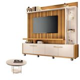Estante Home Theater Titan Off White Cinamomo E Mesa De Centro Sky Off White - Hb Móveis