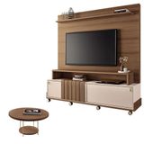 Estante Home Theater Bold Off White Castanho E Mesa De Centro Sky Castanho - Hb Móveis