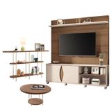Estante Home Theater Luxor Castanho Off White E Aparador Infinity E Mesa De Centro Sky Castanho- Hb Móveis