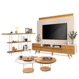 Estante Home Theater Nobre Off White Cinamomo E Aparador Infinity E Kit Mesa De Centro Sky Cinamomo - Hb Móveis