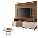 Estante Home Theater Bold Off White Castanho E Mesa De Centro Sky Off White - Hb Móveis
