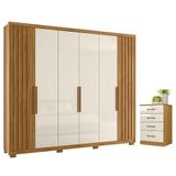 Guarda Roupa Casal Araguaia E Cômoda Ms913 Freijó Off White - Moval