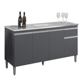 Balcão De Pia Tatiane 150 Cm Cinza Fosco - Ajl