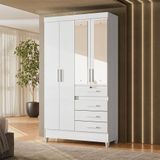 Guarda Roupa Infantil Ambiente Sobral 4 Portas Branco Flex Com Espelho - Moval