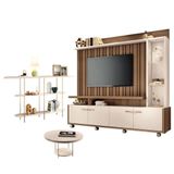 Estante Home Theater Titan Off White Castanho E Aparador Infinity E Mesa De Centro Sky Off White - Hb Móveis
