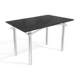 Mesa De Sala Jantar Elba Tampo Madeirado C/ Vidro 120cm Cromada/preto - Kappesberg