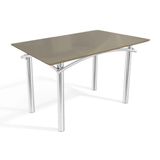 Mesa De Sala Jantar Elba Tampo Madeirado C/ Vidro 120cm Cromada/freijo Bonze - Kappesberg