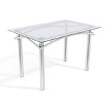 Mesa De Sala Jantar Elba C/ Tampo De Vidro 120cm Cromada - Kappesberg
