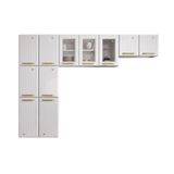 Cozinha Compacta Aço 3 Peças Com Vidros Armários Aéreos E Paneleiro Multimóveis Cr20368 Branco
