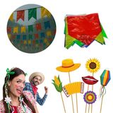 100 Metros Bandeirinha Plástica Coloridas Decoração Junina
