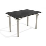 Mesa De Sala Jantar Elba Tampo Madeirado C/ Vidro 120cm Niquel/preto - Kappesberg