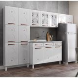 Cozinha Completa Modulada De Aço 4 Peças Com Vidros E Gabinete Pia Multimóveis Cr20352 Branco