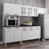 Cozinha Completa Modulada De Aço 4 Peças Com Vidros E Balcão Multimóveis Cr20353 Branco
