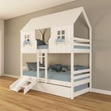 Treliche Casinha Encantada Com Kit Escada/ Escorregador Madeira Maciça Branco Housin