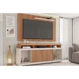 Rack Bancada C/ Painel P/ Tv Até 60 Pol New Oscar Rodízios 180x174cm Freijo/off White - Caemmun