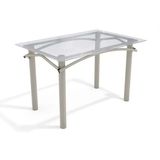Mesa De Sala Jantar Elba C/ Tampo De Vidro 120cm Niquel - Kappesberg