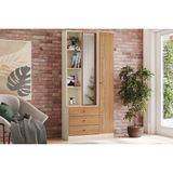 Multiuso Quarto 2 Portas (1 C/ Espelho) E 3 Gavetas Doha Off White/nature - Henn