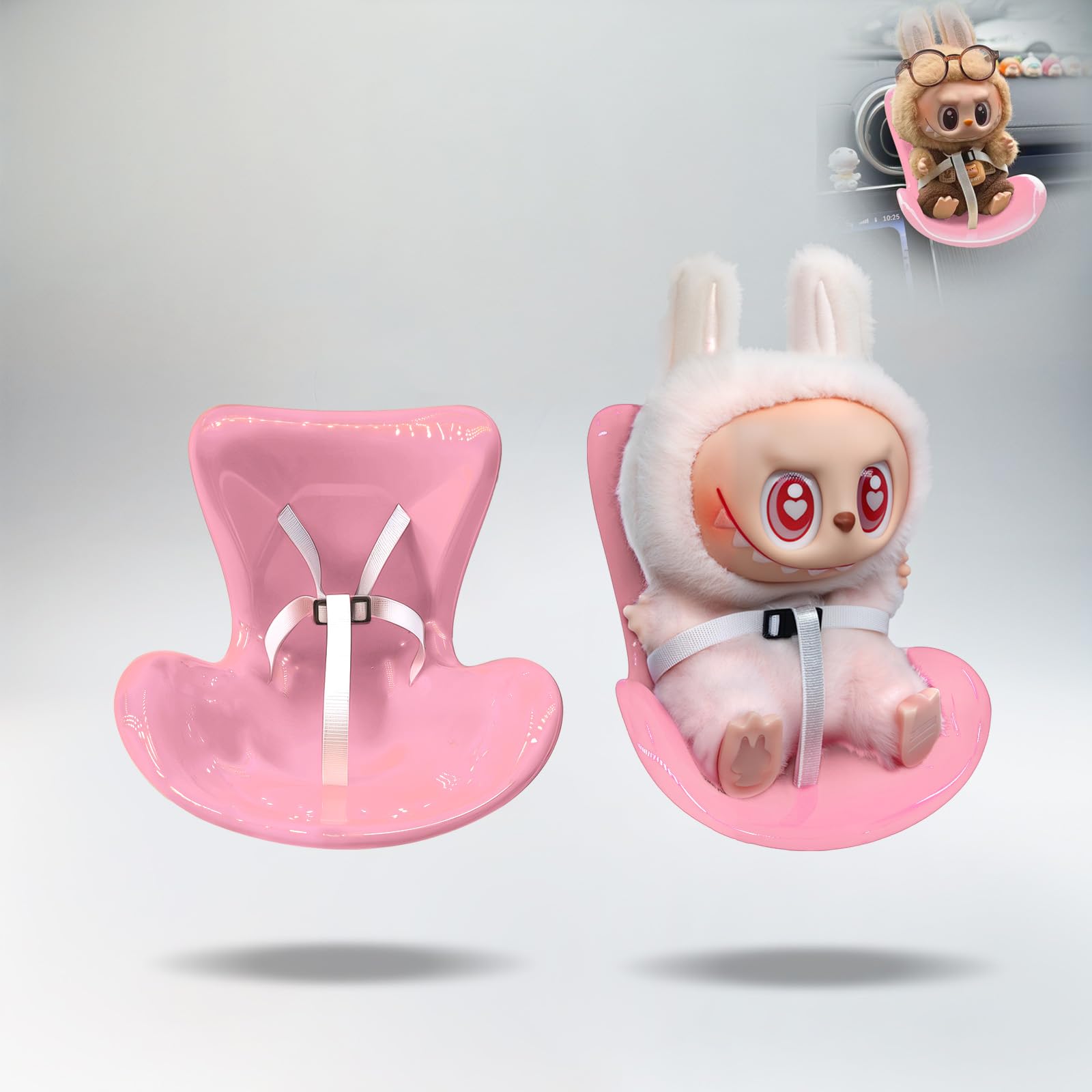 Acessórios Para Labubu Dolls Doll Vent Car Seat Pink