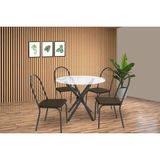 Sala De Jantar Completa Volga C/ Tampo De Vidro 95cm E 4 Cadeiras Noruega Preto - Marrom - Kappesberg