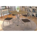 Sala De Jantar Completa Volga C/ Tampo De Madeira 90cm E 4 Cadeiras Portugal Niquel/nogueira - Marrom - Kappesberg