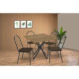 Sala De Jantar Completa Volga C/ Tampo De Madeira 90cm E 4 Cadeiras Noruega Preto/nogueira - Marrom - Kappesberg