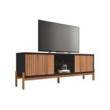 Rack Bancada P/ Tv Até 72 Pol Tannen C/ Nichos E Pés 184cm Freijo/preto - Caemmun