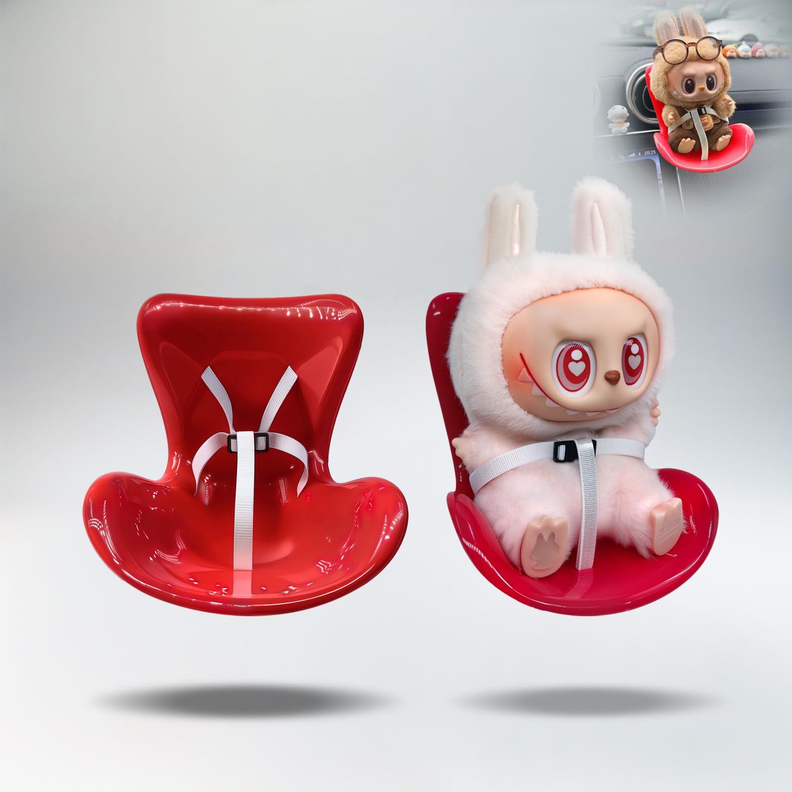 Acessórios Para Labubu Dolls Doll Vent Car Seat Red