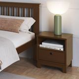 Mesa De Cabeceira De Madeira Maciça Com 1 Gaveta 40cm Multimóveis Cr35278 Walnut
