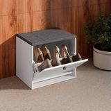 Sapateira-puff Com 1 Porta Articulada 56cm Multimóveis Cr35271 Branco