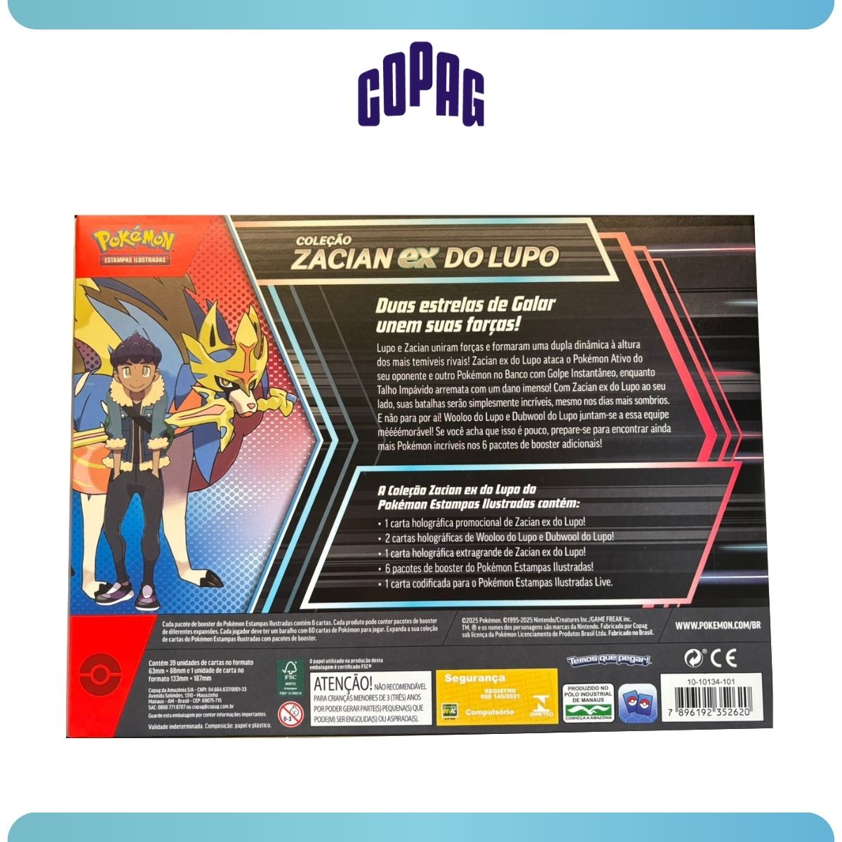 Box Coleção Zacian Do Lupo Ex Pokémon Copag Cards Booster Tcg