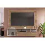 Painel Home P/ Tv Até 55 Pol Brasil C/ Nichos 136x122cm Buriti/off White - Caemmun