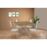 Sala De Jantar Completa Volga C/ Tampo De Madeira 90cm E 4 Cadeiras Lisboa Niquel/nogueira - Branco - Kappesberg
