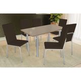 Sala De Jantar Completa Elba Tampo Madeirado C/ Vidro 160cm E 6 Cadeiras Amsterdã Cromada/freijo Bronze - Courano Marrom - Kappesberg