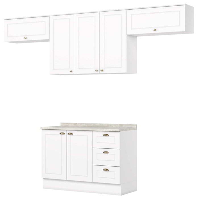 Cozinha Modulada 5 Pecas 280 Cm Americana Branco Calcare Henn