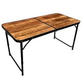Mesa Dobravel Vira Maleta Camping Praia 120cm X 60cm Retangular Marrom Mfl