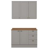 Armario Aereo E Balcao 120cm Ce169 Americana Cinza Nature Henn