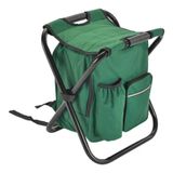 Banqueta Dobrável 2 Em 1 Com Bolsa Térmica Perfeita Para Pesca, Camping E Aventuras Ao Ar Livre Verde