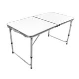 Mesa Dobravel Vira Maleta Camping Praia 120cm X 60cm Retangular Branca Mfl